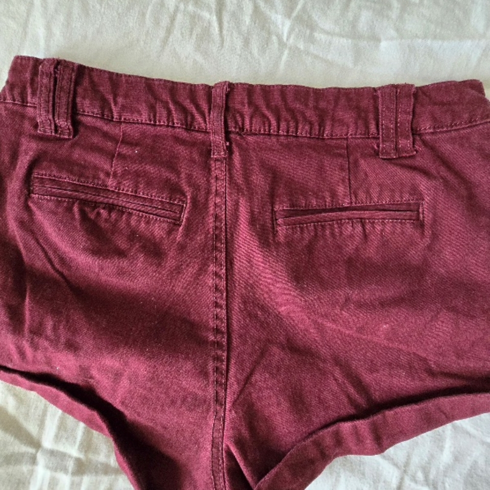 Burgandy Red Cuffed Micro Shorts Size S - Picture 5 of 14